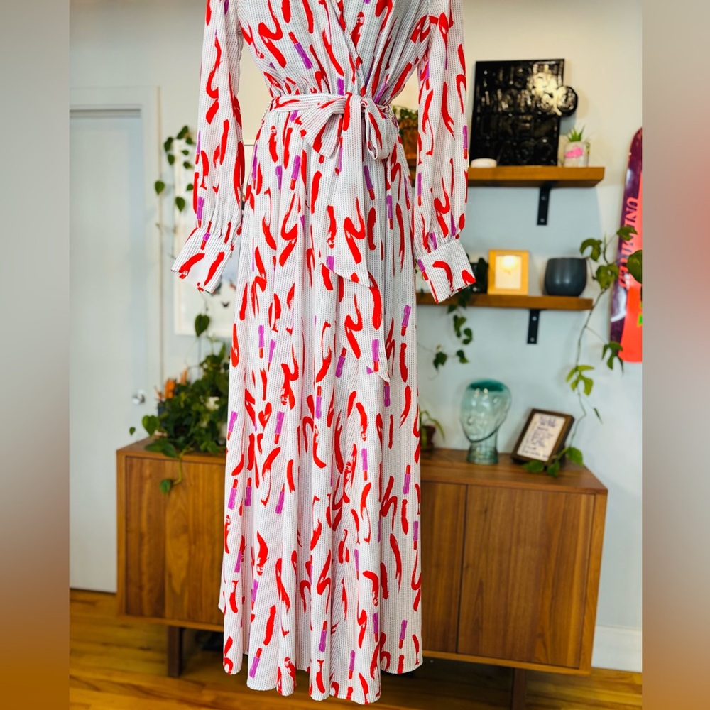 The Moon-Elegant Red and Purple Patterned Maxi Dress - Picture 7 of 14
